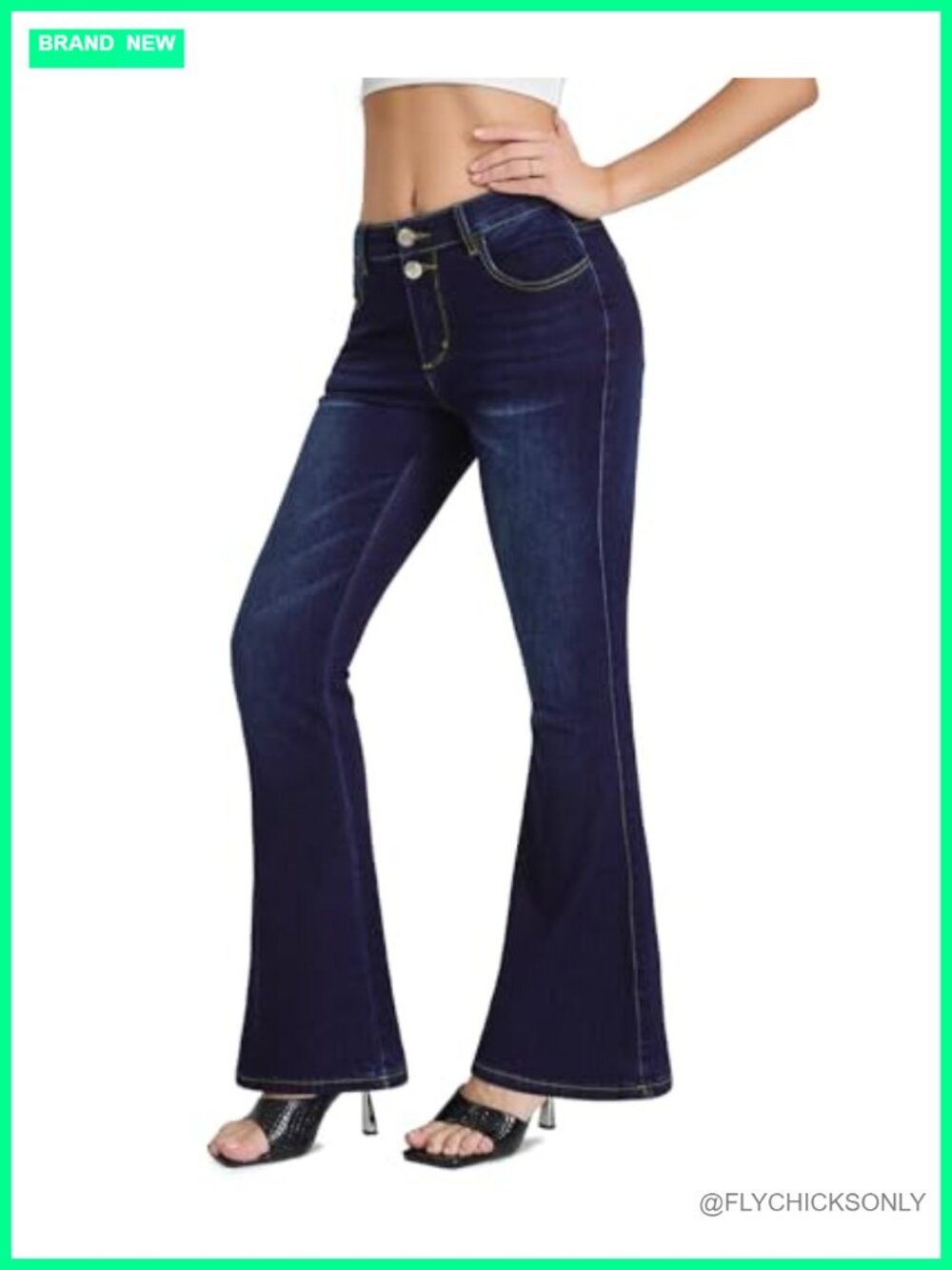 High Waisted Flare Bell Bottom Jeans Wide Leg Stretchy Denim Pants